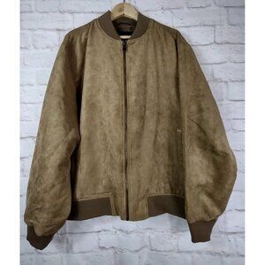 Banana Republic Jacket Mens XL Brown Suede Bomber Faux Leather Classic Style Zip